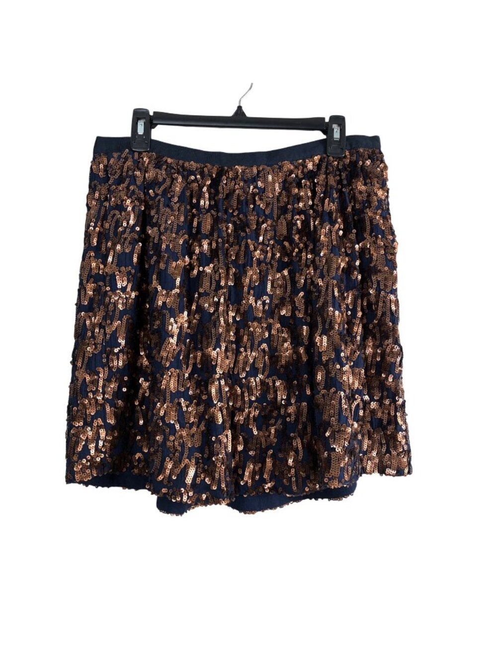 J. Crew Abstract Sequin Mini Skirt Navy/Copper Sz 12 Glam Party